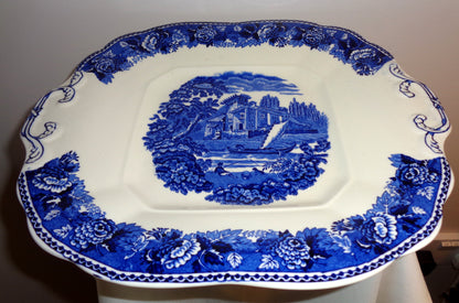 Vintage Wedgwood China Landscape Blue Rose Bread & Butter Plate