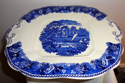 Vintage Wedgwood China Landscape Blue Rose Bread & Butter Plate