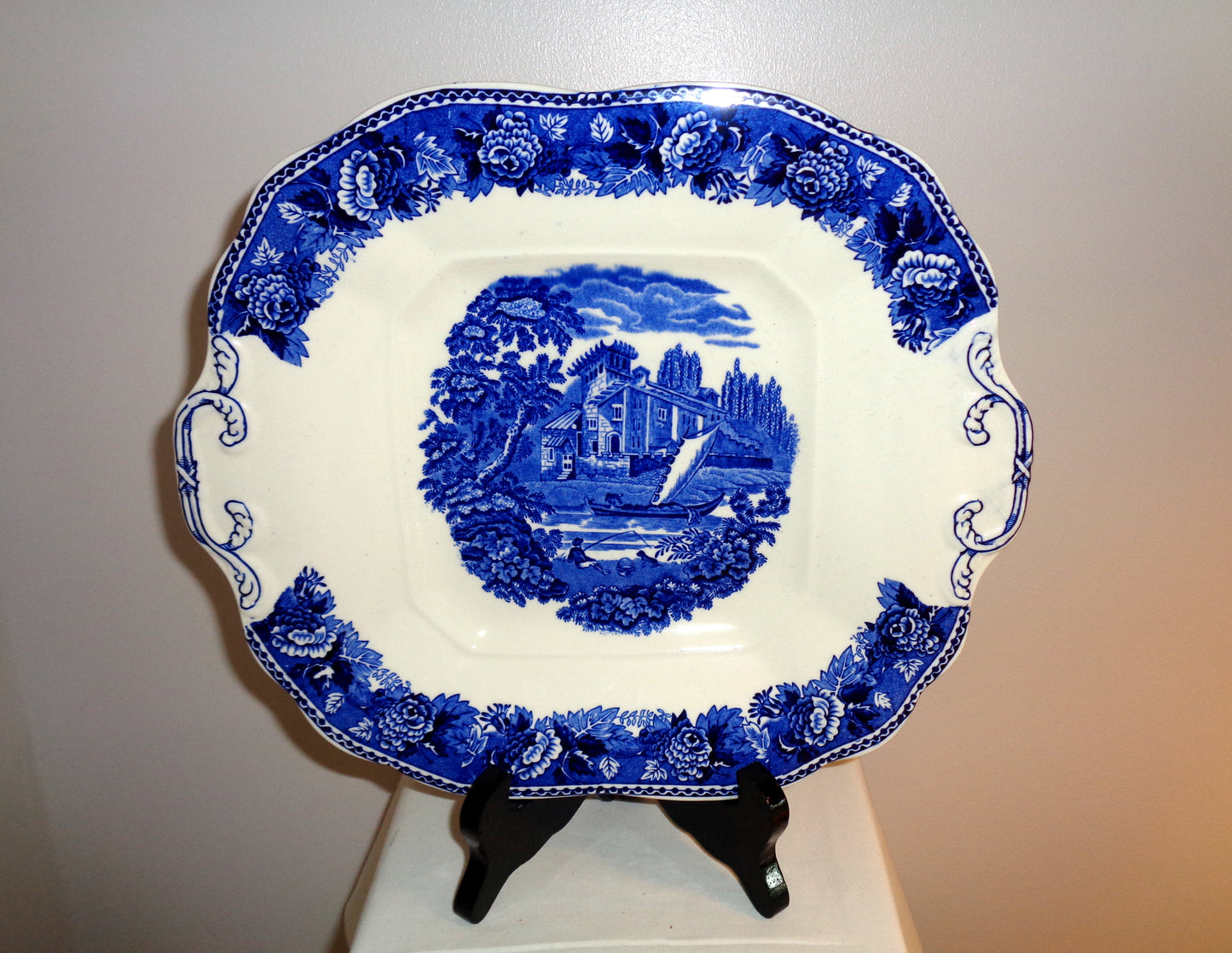 Vintage Wedgwood China Landscape Blue Rose Bread & Butter Plate