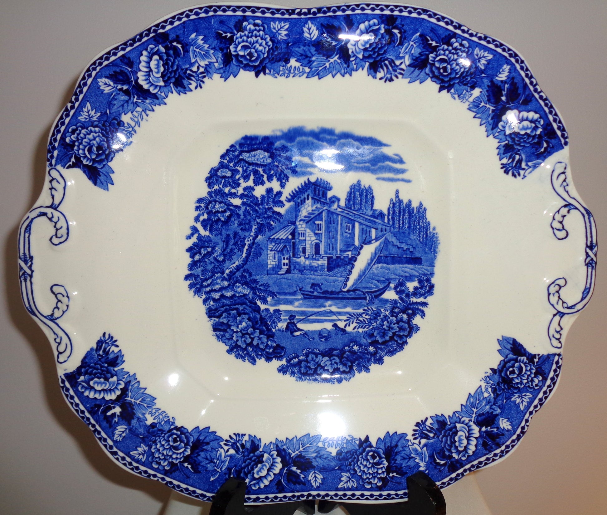 Vintage Wedgwood China Landscape Blue Rose Bread & Butter Plate