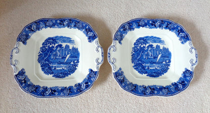 Vintage Wedgwood China Landscape Blue Rose Bread & Butter Plate
