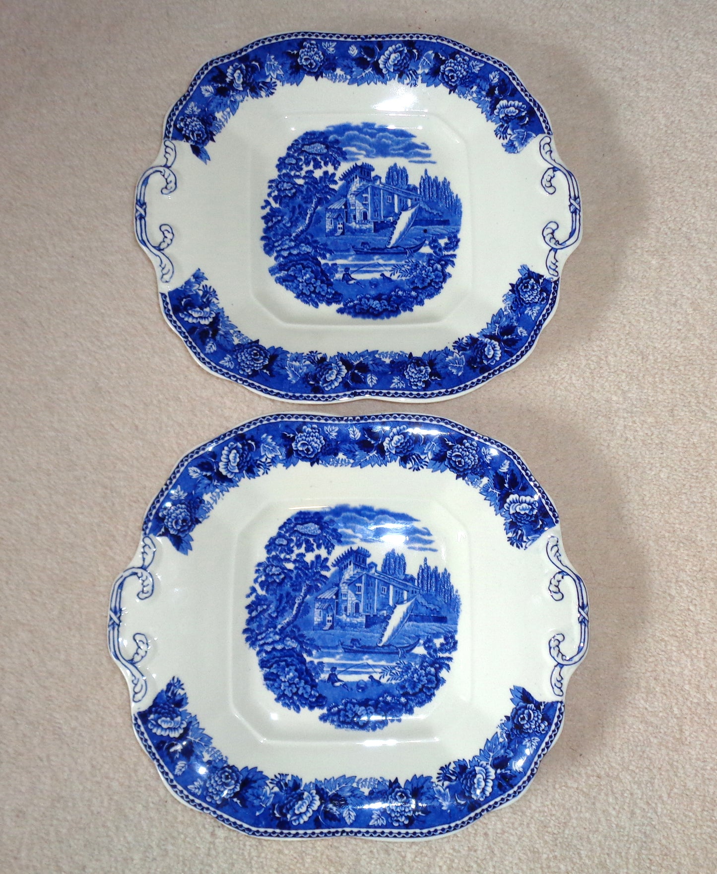 Vintage Wedgwood China Landscape Blue Rose Bread & Butter Plate