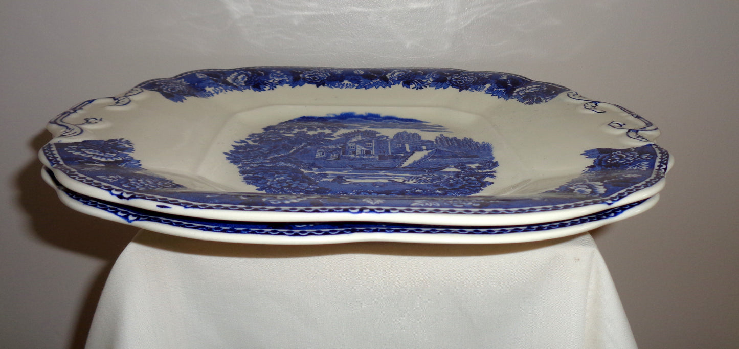 Vintage Wedgwood China Landscape Blue Rose Bread & Butter Plate