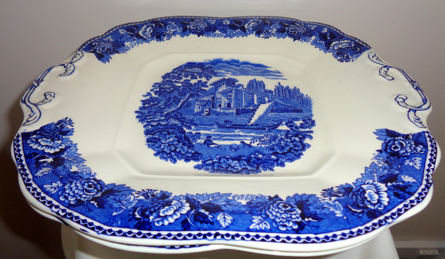 Vintage Wedgwood China Landscape Blue Rose Bread & Butter Plate