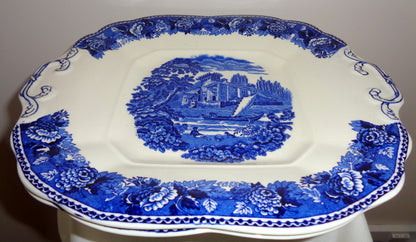Vintage Wedgwood China Landscape Blue Rose Bread & Butter Plate