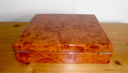 Solid Top Burr Walnut Watch Box For Eight Watches