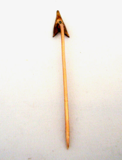 Antique Arrow Head Stick Pin With A Turquoise Setting