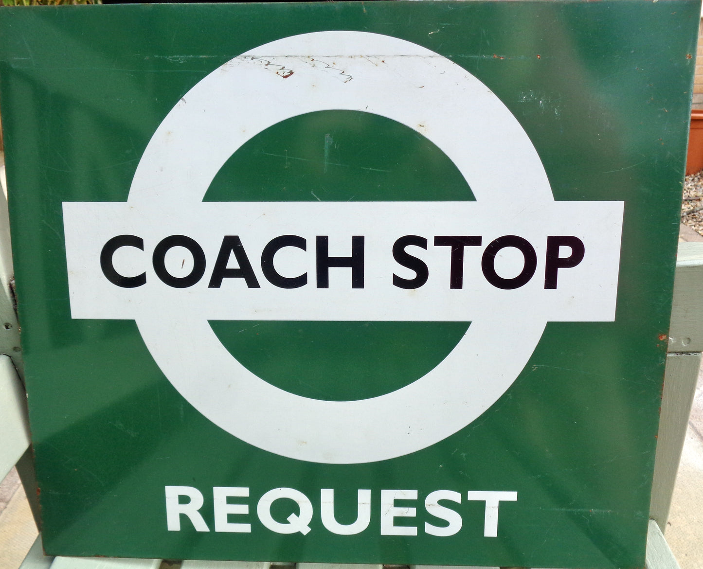 Vintage Hans Schleger Style London Green Line Bus Stop Request Sign