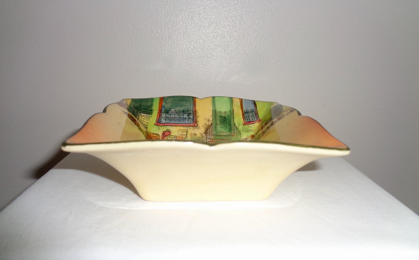 1930s Royal Doulton Dickens Ware Mr Pickwick Square Berry Dish. Pattern Number D5175 Signed By Noke
