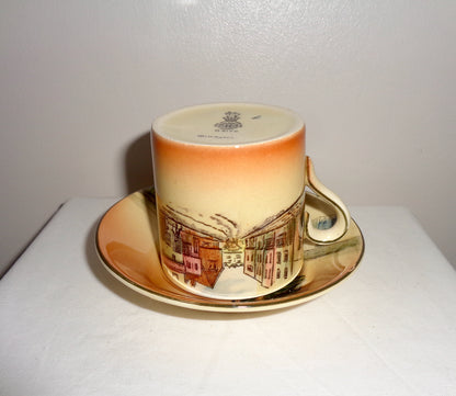 1930s Royal Doulton Dickens Ware Espresso Cup And Saucer. Pattern Number D5175 Signed By Noke