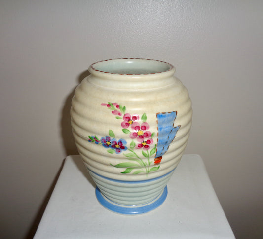 1930s Decoro Pottery Hand Painted Vase D58/490 By RH & SL Plant Ltd