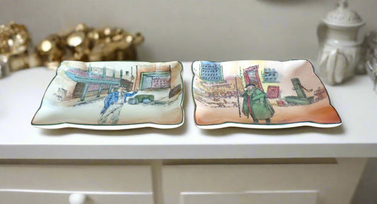 Pair of Royal Doulton Dickens Ware Trinket Dishes. Pattern Numbers D2973 / D6327 Signed By Noke