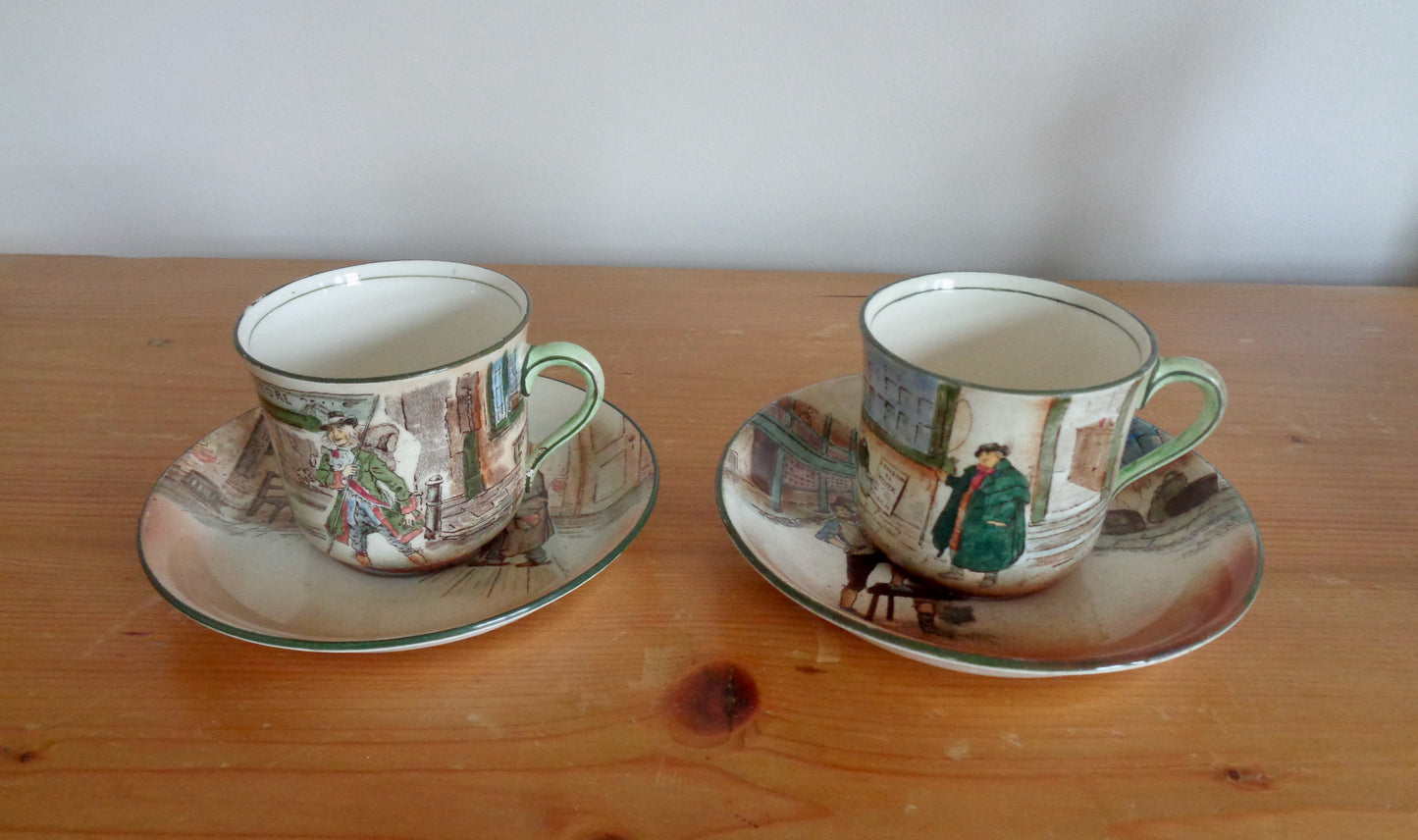 Pair of Royal Doulton Dickens Ware Cups And Saucers Pattern Numbers D2973