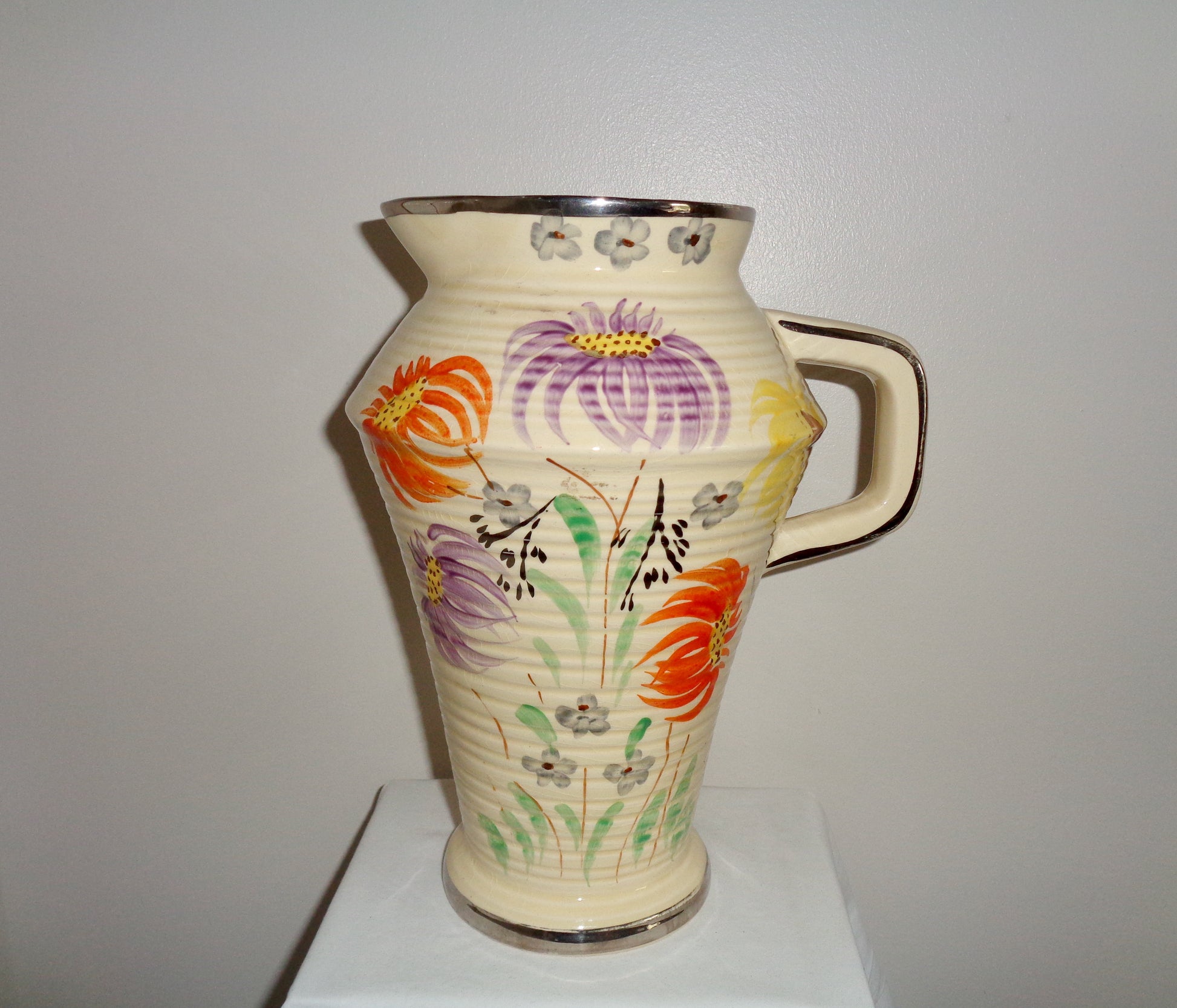 1950s Arthur Wood Pottery Clifton 644 Hand Painted Floral Jug