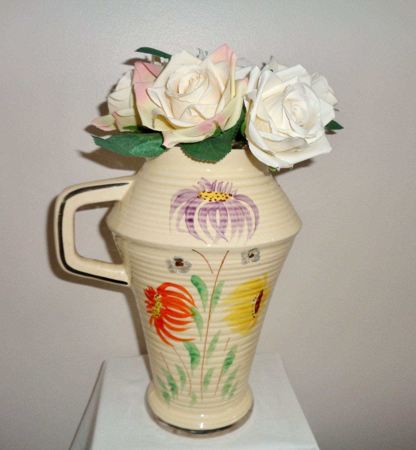 1950s Arthur Wood Pottery Clifton 644 Hand Painted Floral Jug