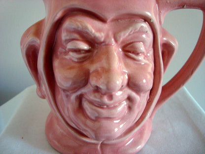Vintage Pink Jester Character Toby Jug