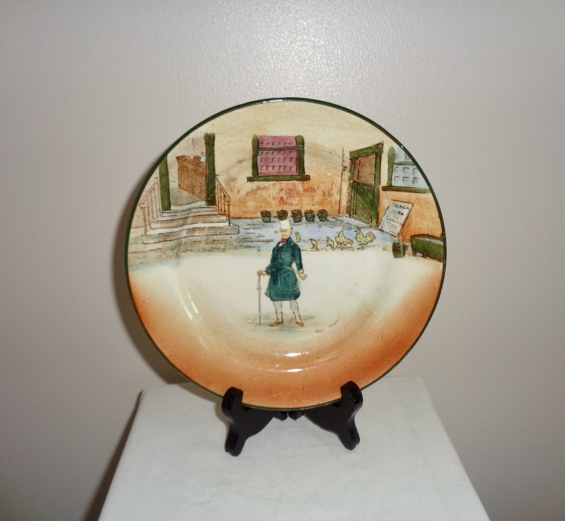 1930s Royal Doulton Dickens Ware Mr Micawber 6.5 Inch Side Plate. Pattern Number D2973
