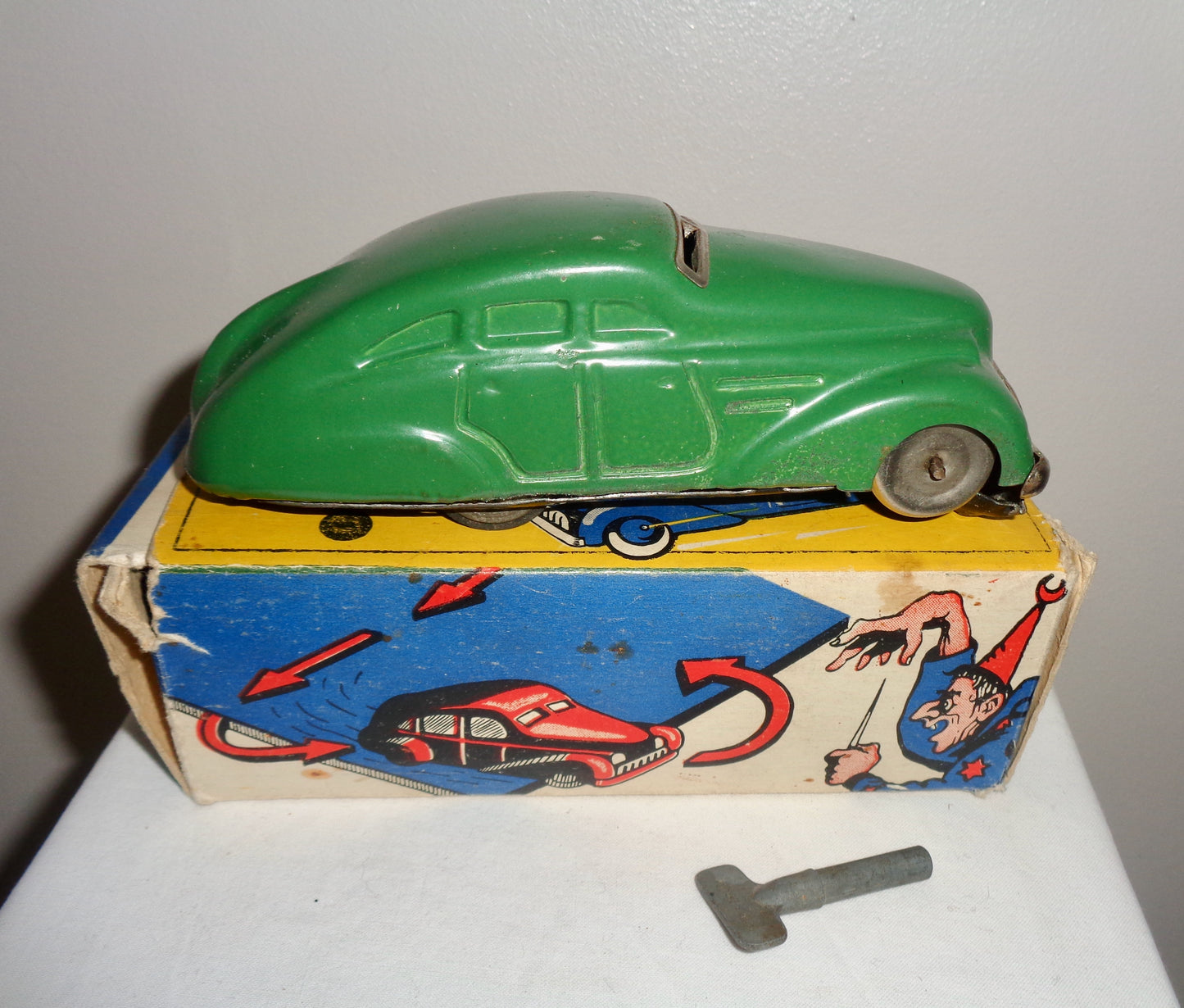 1950s Boxed Wells Brimtoy Tinplate Clockwork The Wonder Car