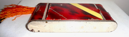 Art Deco Combination Brass & Red Enamel Compact & Cigarette Case