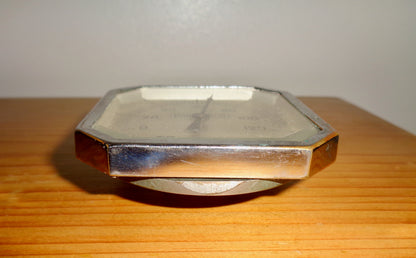 1930s Parkinson Rototherm Chrome Square Folding Desk Thermometer