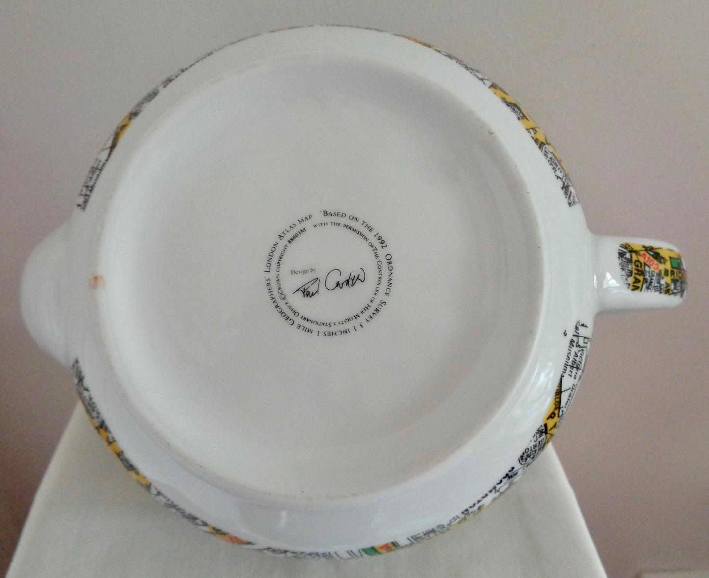 Paul Cardew SW1 London Map 1992 Novelty Pottery Teapot