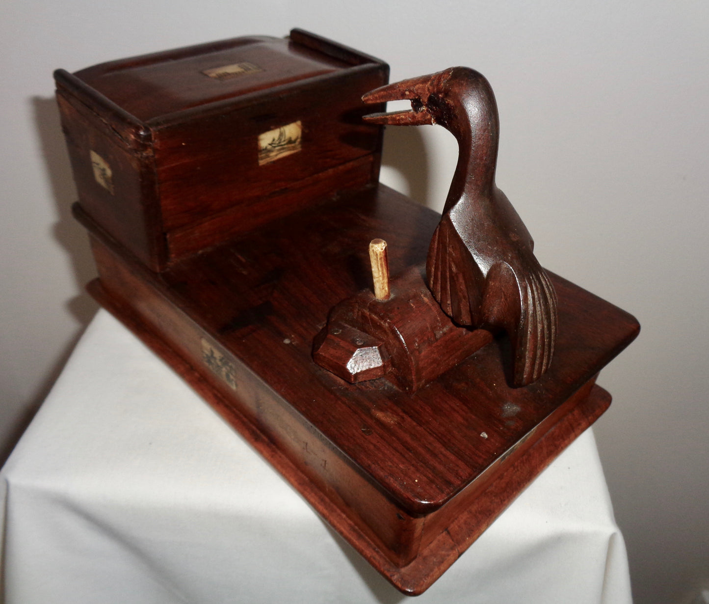 1960s Wood Mechanical Cigarette Dispenser From Cochin, India