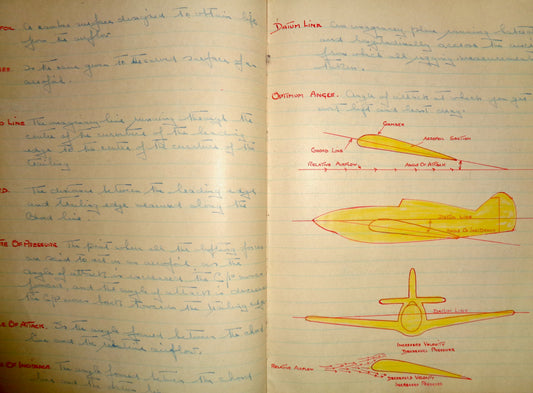 WW2 RAF Seaplane Hull And Float Engineer's Note Book With Two Cartoon Pencil Drawings