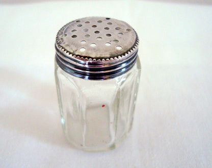 Vintage Mini Picnic Sterling Silver Pressed Glass Pepper Pot Shaker