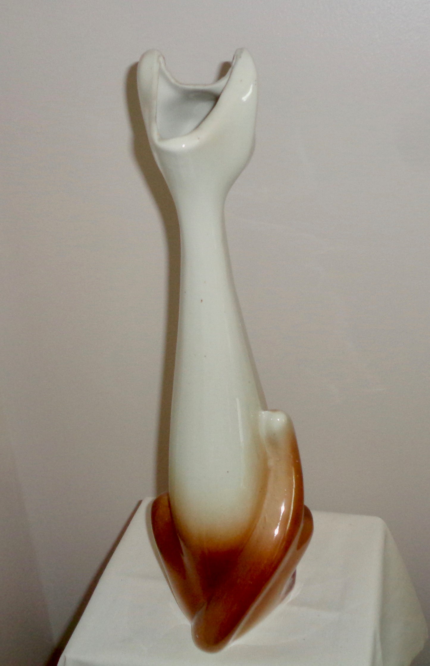 1950s Novelty, Long Stemmed/Necked, Brown & White Cat Bud Vase