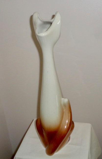 1950s Novelty, Long Stemmed/Necked, Brown & White Cat Bud Vase