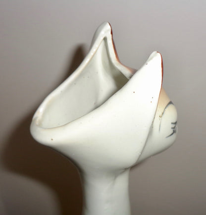 1950s Novelty, Long Stemmed/Necked, Brown & White Cat Bud Vase