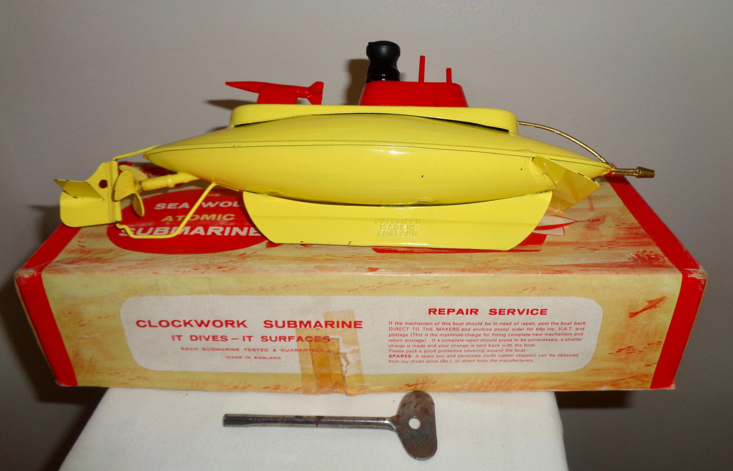 1970s Sutcliffe Clockwork Model Sea Wolf Atomic Submarine