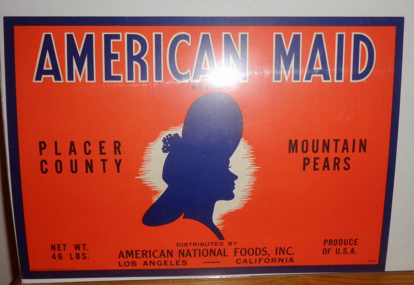 Vintage Original Fruit Crate Label For American Maid Mountain Pears