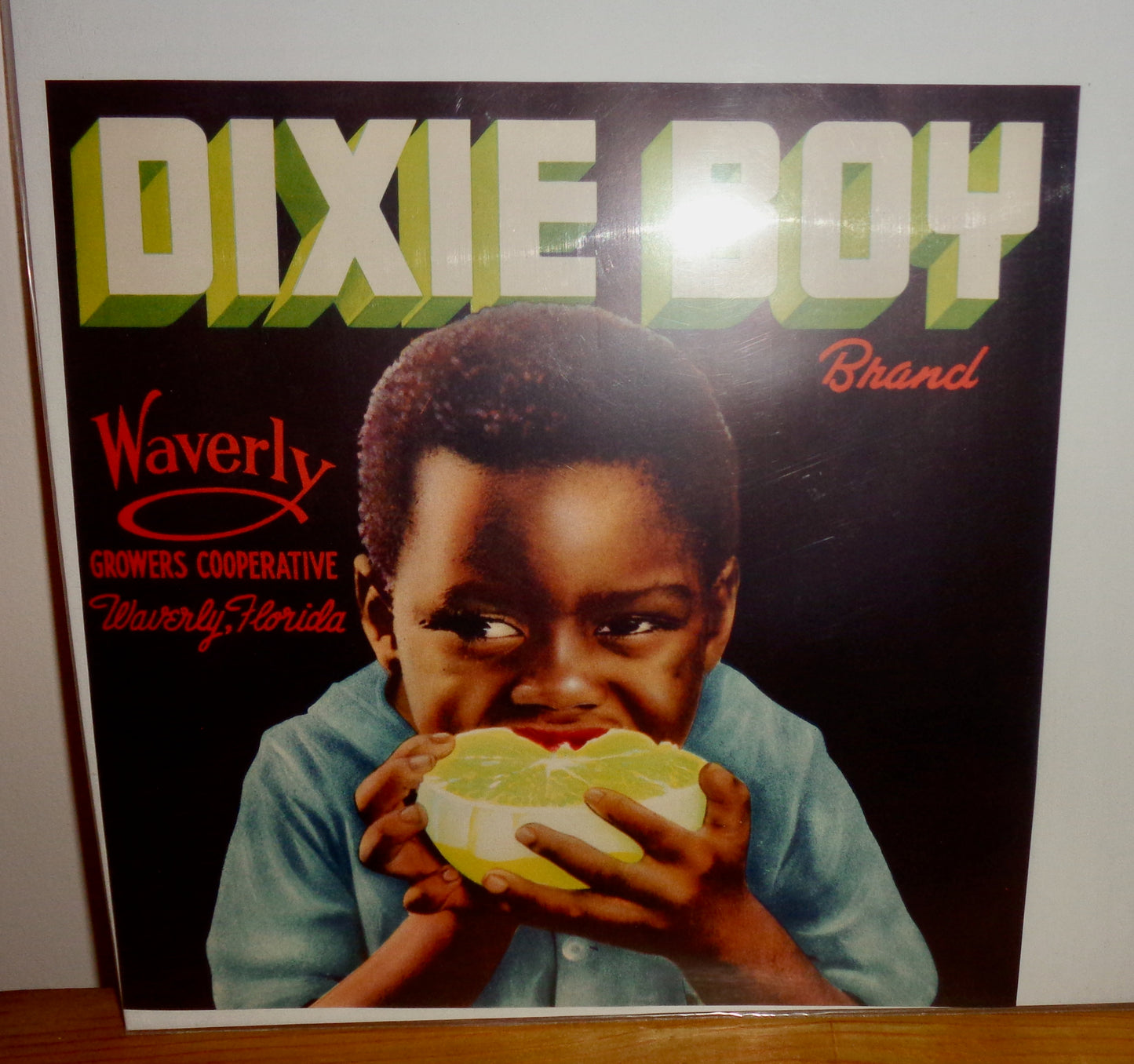 Vintage Original Fruit Crate Label For Dixie Boy Waverly Brand