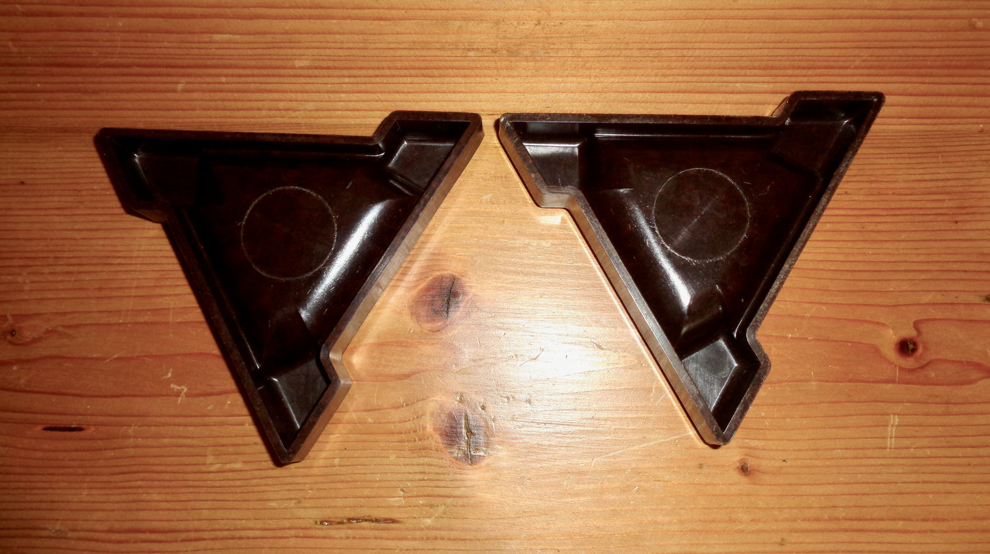 Pair Of Vintage Mazda Brown Bakelite Triangular Ashtrays