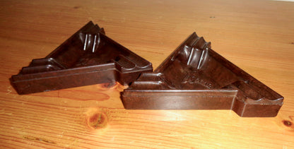 Pair Of Vintage Mazda Brown Bakelite Triangular Ashtrays