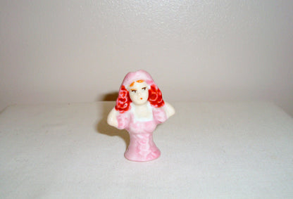 Vintage Tiny Half doll Pin Cushion Lady (Pink dress)