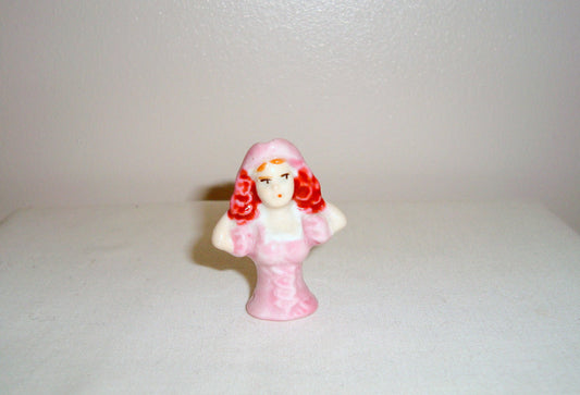 Vintage Tiny Half doll Pin Cushion Lady (Pink dress)