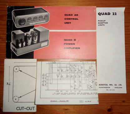 Original Quad 22 Control Unit And Quad II Power Amplifier Instruction Book