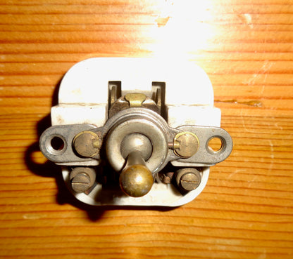 Vintage Crabtree Brass / White Ceramic British Toggle Light Switch With Square Base