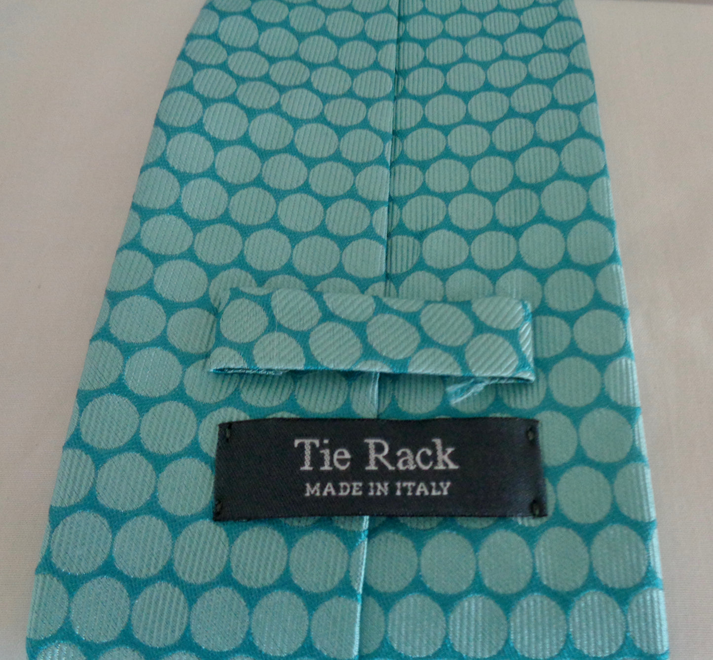 Vintage Tie Rack Silk Tie Turquoise With Circle Motifs