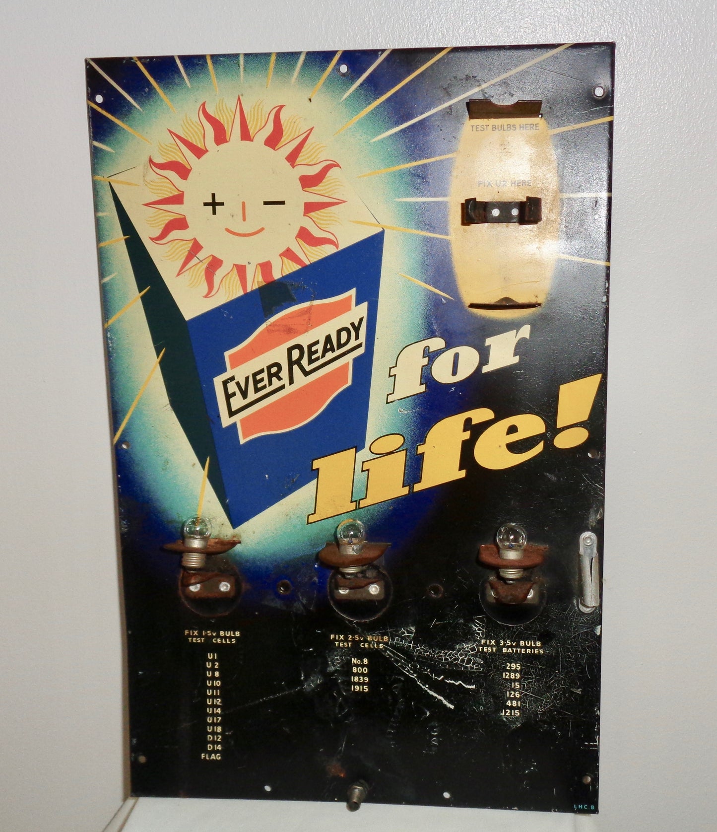 1950s Ever Ready Batteries For Longer Life Advertising Metal Lithographed Tin Sign