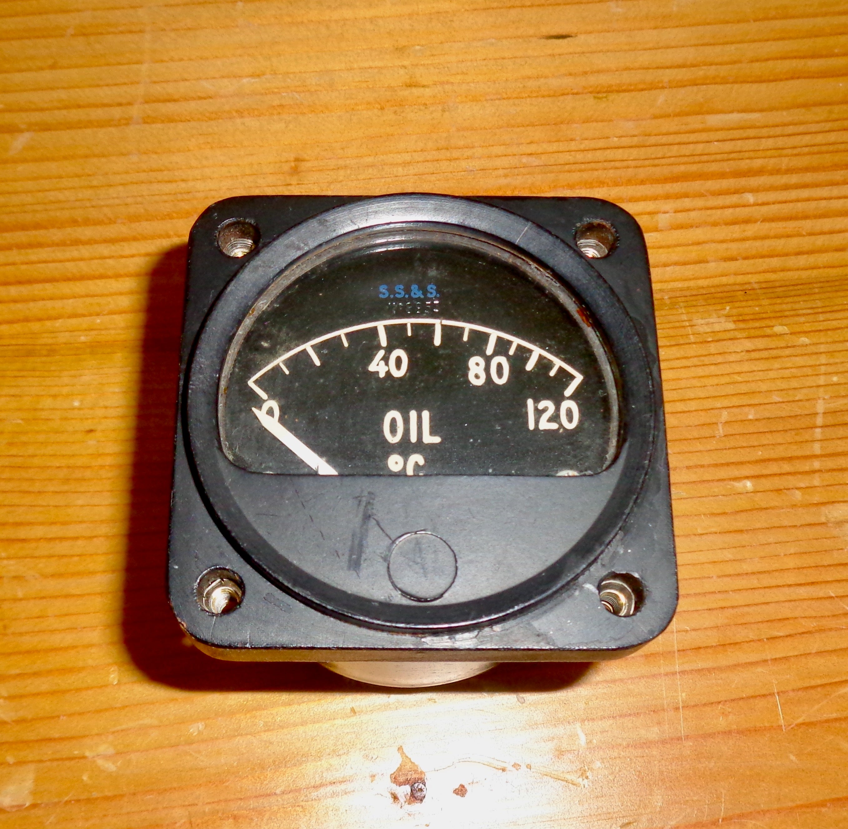 1940s Smiths Aircraft Oil Temperature 24 Volt Cockpit Gauge Number 895   DSC04157 