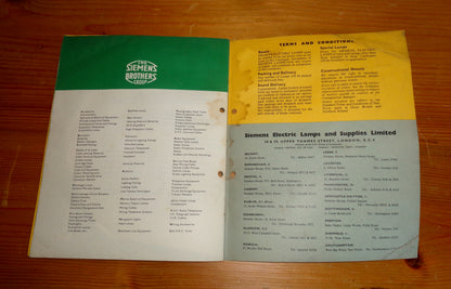 Original Siemens Catalogue Of General Service Lamps & Fluorescent Tubes