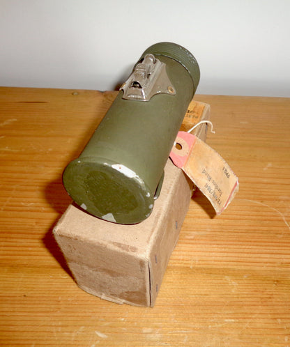 Vintage Military Hand Torch With Khaki Green Coated Surface Y3/WB/3841. New Old Stock