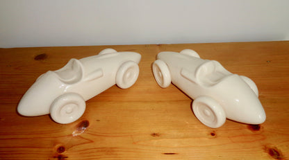 Vanwall F1 Classic Racing Car Pair Ceramic Display Ornaments/Book Ends