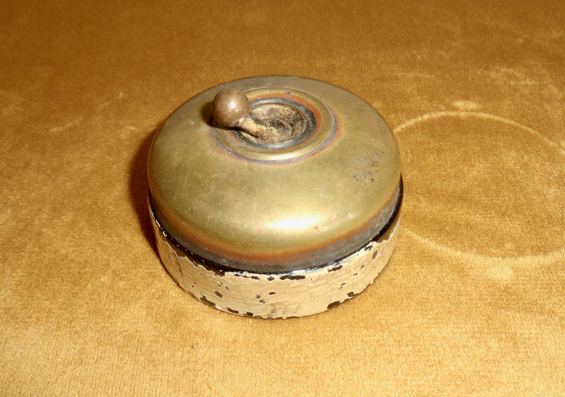 Vintage Crabtree Brass / Brown Ceramic British Toggle Light Switch