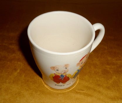 1960s Pinky And Perky Child's Mug By Keele Street Pottery