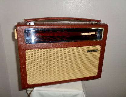 Vintage Bush Radio Model TR112 Recovered in Brown Leather
