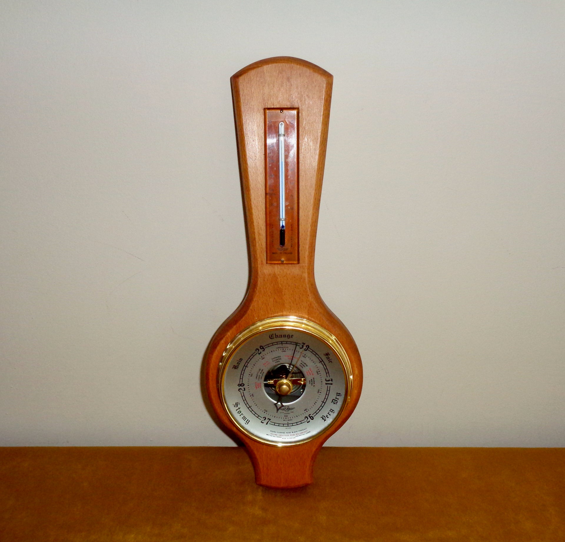 Antique 1920's Advertising Thermometer and Barometer Wooden